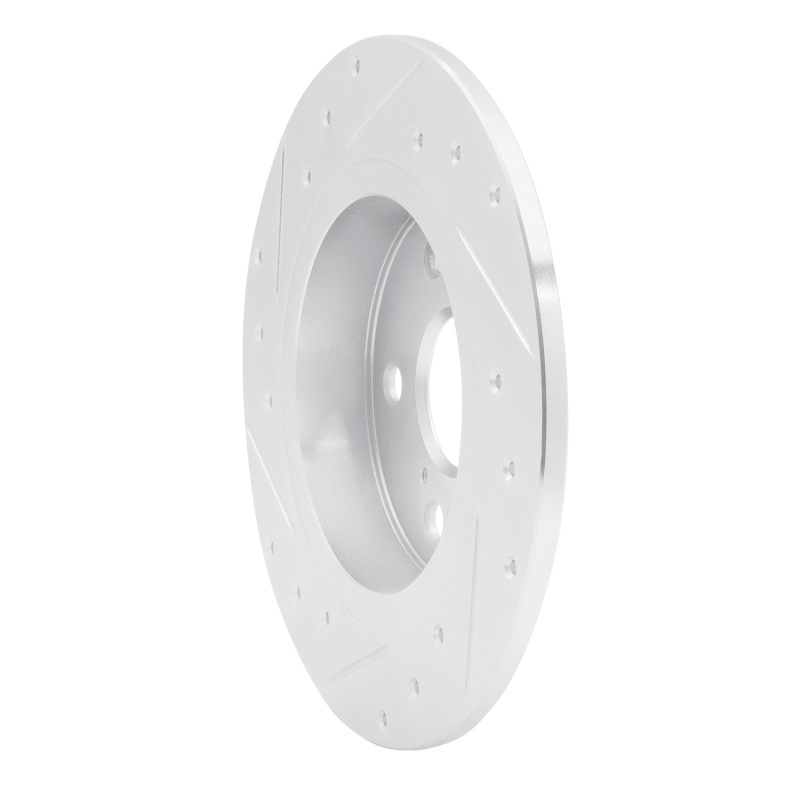 Scion TC Brake Rotor (1) - Rear Right - R1 Concepts - Drilled & Slotted - Silver - `11-`16